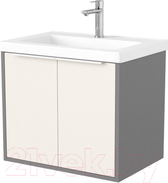 Изображение товара Тумба под умывальник Дабер 018 Тобага/Эридан/Артвин 60 / Т18.6Т.0.19Б (бежевый/серый/ручка белая)