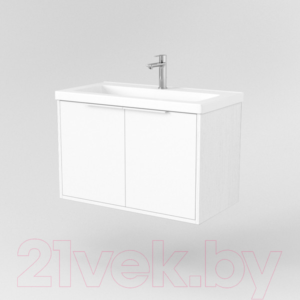 Изображение товара Тумба под умывальник Дабер 018 Тобага/Эридан 80 / Т18.8Т.0.5Б (белый древесный/ручка белая)