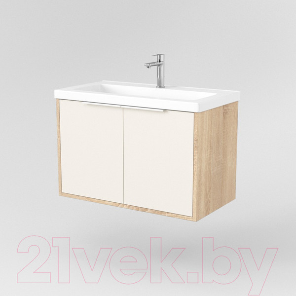 Изображение товара Тумба под умывальник Дабер 018 Тобага/Эридан 80 / Т18.8Т.0.18Б (бежевый/дуб бардолино/ручка белая)