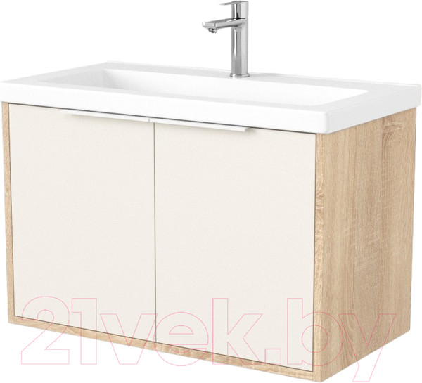 Изображение товара Тумба под умывальник Дабер 018 Тобага/Эридан 80 / Т18.8Т.0.18Б (бежевый/дуб бардолино/ручка белая)