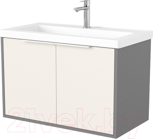 Изображение товара Тумба под умывальник Дабер 018 Тобага/Эридан 80 / Т18.8Т.0.19Б (бежевый/серый/ручка белая)