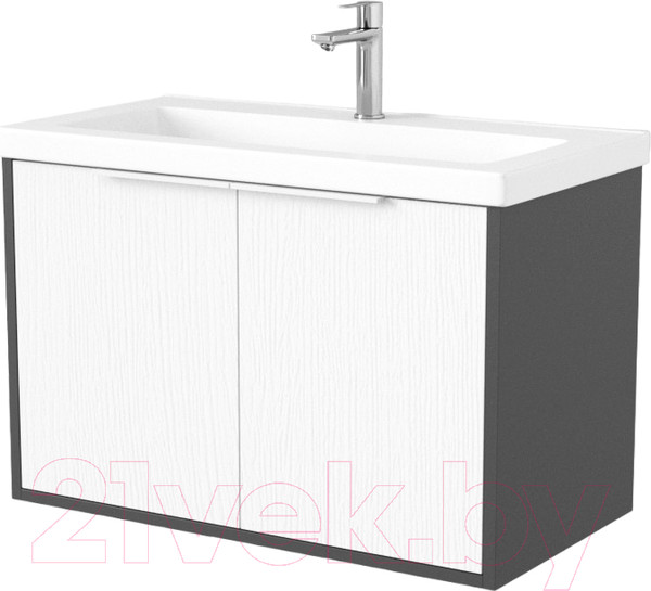 Изображение товара Тумба под умывальник Дабер 018 Тобага/Эридан 80 / Т18.8Т.0.20Б (белый древесный/серый/ручка белая)