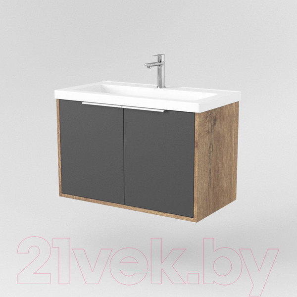 Изображение товара Тумба под умывальник Дабер 018 Тобага/Эридан 80 / Т18.8Т.0.22Б (дуб галифакс/серый/ручка белая)