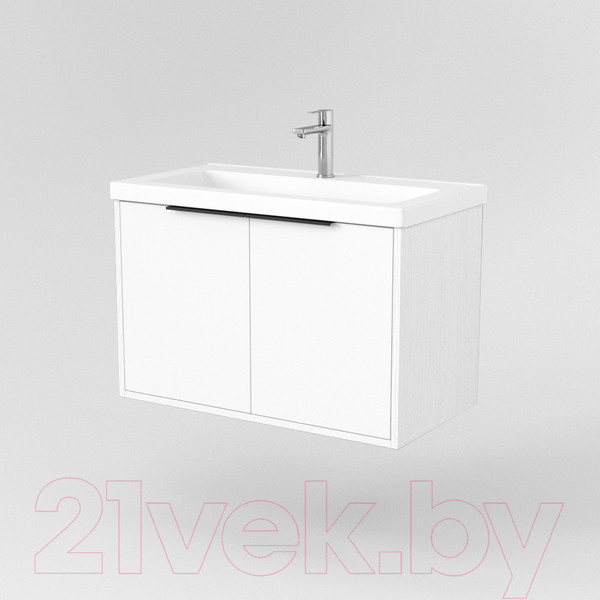 Изображение товара Тумба под умывальник Дабер 018 Тобага/Эридан 80 / Т18.8Т.0.5Ч (белый древесный/ручка черная)