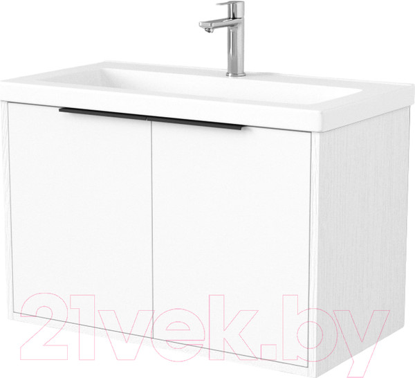 Изображение товара Тумба под умывальник Дабер 018 Тобага/Эридан 80 / Т18.8Т.0.5Ч (белый древесный/ручка черная)