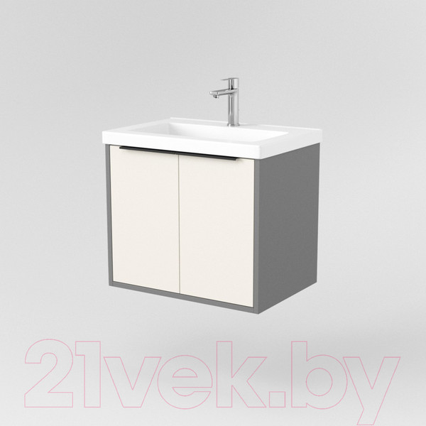 Изображение товара Тумба под умывальник Дабер 018 Тобага/Эридан 80 / Т18.8Т.0.19Ч (бежевый/серый/ручка черная)