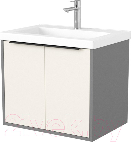 Изображение товара Тумба под умывальник Дабер 018 Тобага/Эридан 80 / Т18.8Т.0.19Ч (бежевый/серый/ручка черная)
