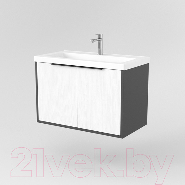 Изображение товара Тумба под умывальник Дабер 018 Тобага/Эридан 80 / Т18.8Т.0.20Ч (белый древесный/серый/ручка черная)