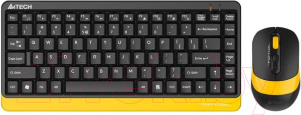 Изображение товара Комплект клавиатура и мышь A4Tech Fstyler FG1110 (черный/желтый)