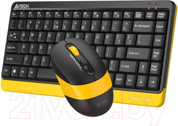 Изображение товара Комплект клавиатура и мышь A4Tech Fstyler FG1110 (черный/желтый)