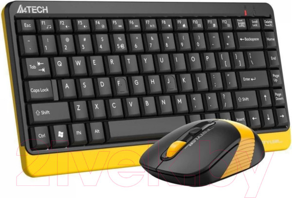 Изображение товара Комплект клавиатура и мышь A4Tech Fstyler FG1110 (черный/желтый)