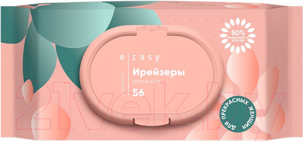 Изображение товара Влажные салфетки E-Rasy Очищающие для женщин (56шт)