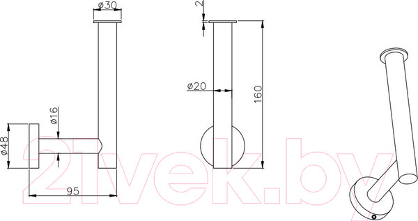 Изображение товара Держатель для туалетной бумаги Aquatek Вега AQ4007MB (матовый черный)