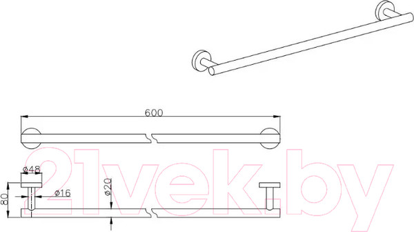 Изображение товара Держатель для полотенца Aquatek Вега AQ4014CR (хром)