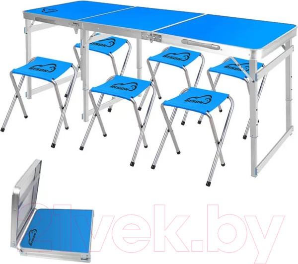 Изображение товара Комплект складной мебели Bison С-6-60x180 (синий)