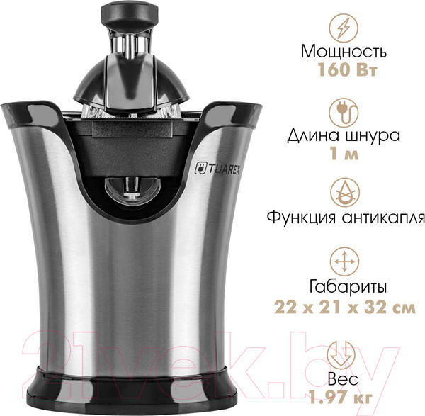 Изображение товара Соковыжималка электрическая Tuarex TK-7001 (черный/стальной)