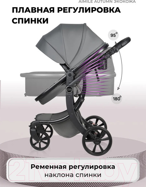 Изображение товара Детская универсальная коляска Aimile Original Autumn 2 в 1 / AA-8 (темно-серый)