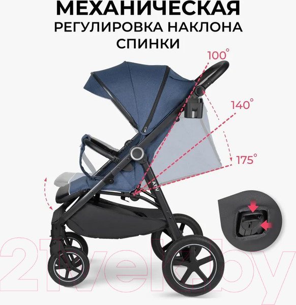 Изображение товара Детская прогулочная коляска Costa Vita / VT-4 (темно-синий)