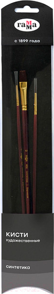 Изображение товара Набор кистей ГАММА Вернисаж. Синтетика / 4001003 (3шт, бордовый)