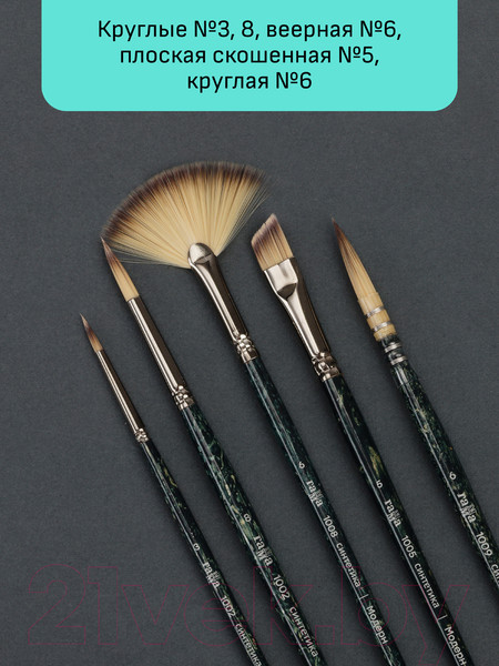 Изображение товара Набор кистей ГАММА Модерн. Синтетика / 1001005 (5шт)