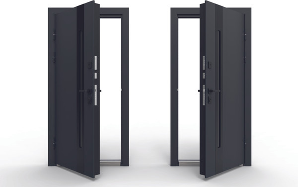Изображение товара Входная дверь Guard Inox Black 2 96x205 левая (Ral 7016/экосатин белый)