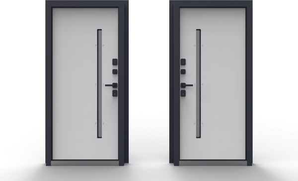 Изображение товара Входная дверь Guard Inox Black 2 96x205 левая (Ral 7016/экосатин белый)