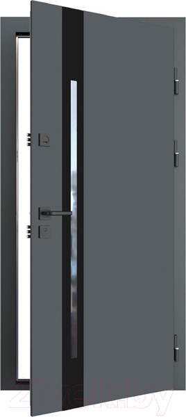 Изображение товара Входная дверь Guard Inox Black 2 96x205 правая (Ral 7016/экосатин белый)