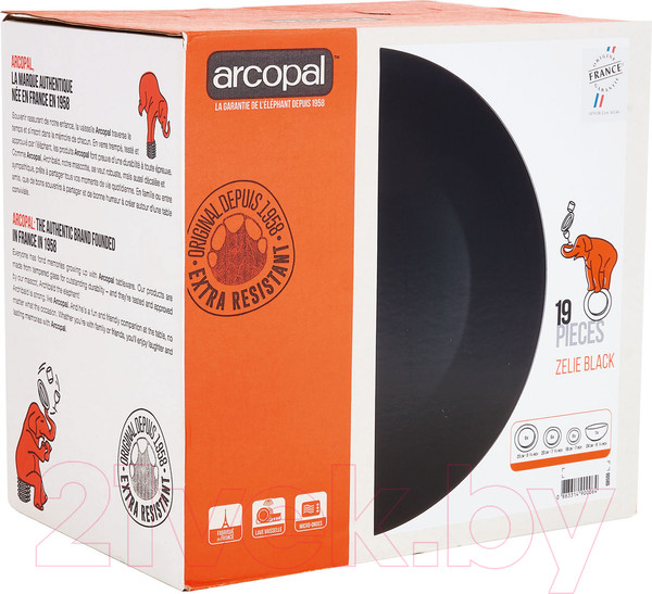 Изображение товара Набор тарелок Luminarc Zelie V3915 (19шт, черный)