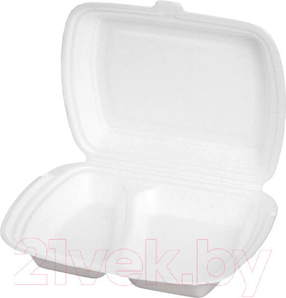 Изображение товара Набор одноразовых ланч-боксов Паксервис Ланч-бокс 2 секции / 285658 (100шт, белый)