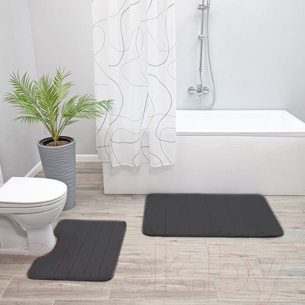 Изображение товара Набор ковриков для ванной и туалета Вилина Велюр / 7173 (черный)