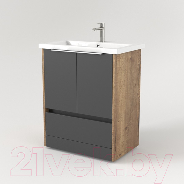 Изображение товара Тумба под умывальник Дабер 017 Cersanit Como 70 / Т17.7С.0.22Б (дуб галифакс/серый/ручка белая)