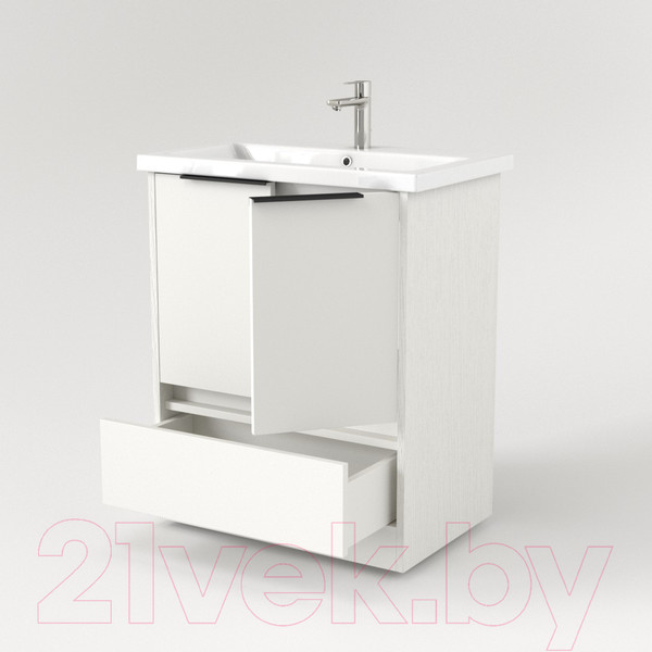 Изображение товара Тумба под умывальник Дабер 017 Cersanit Como 70 / Т17.7С.0.5Ч (белый древесный/ручка черная)