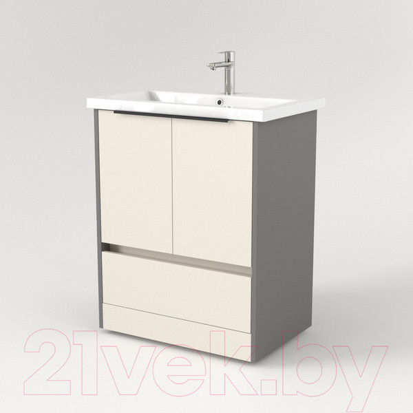 Изображение товара Тумба под умывальник Дабер 017 Cersanit Como 70 / Т17.7С.0.19Ч (бежевый/серый/ручка черная)