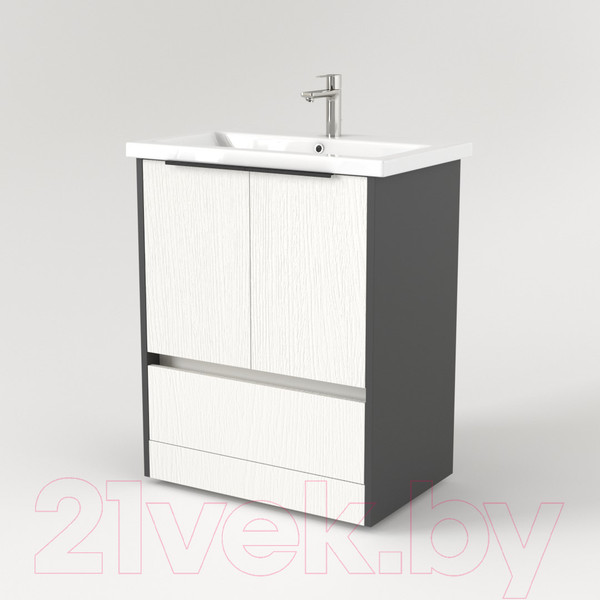 Изображение товара Тумба под умывальник Дабер 017 Cersanit Como 70 / Т17.7С.0.20Ч (белый древесный/серый/ручка черная)