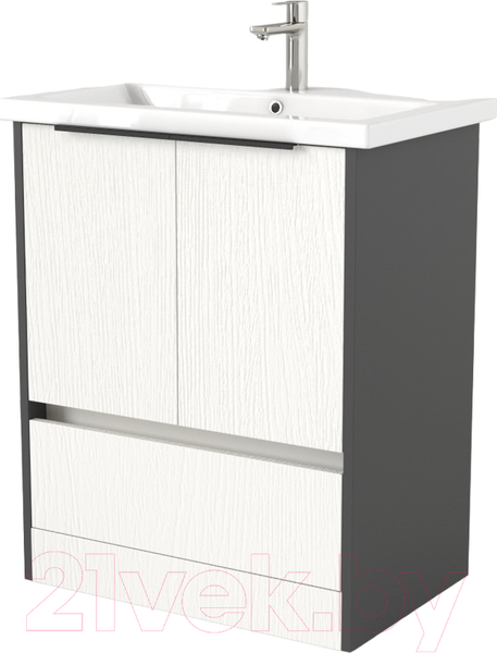 Изображение товара Тумба под умывальник Дабер 017 Cersanit Como 70 / Т17.7С.0.20Ч (белый древесный/серый/ручка черная)