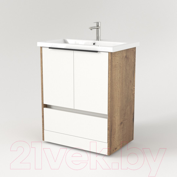 Изображение товара Тумба под умывальник Дабер 017 Cersanit Como 70 / Т17.7С.0.21Ч (дуб галифакс/белый/ручка черная)
