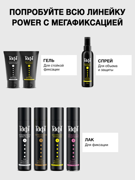 Изображение товара Спрей для укладки волос Тафт Power. Экспресс-укладка мегафиксация (150мл)
