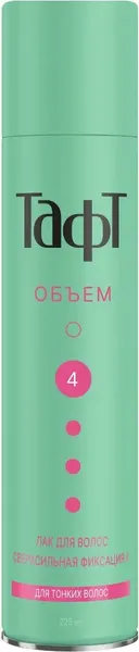Изображение товара Лак для укладки волос Тафт Объем для тонких волос.Преумножение объема сверхсильная фиксация (225мл)