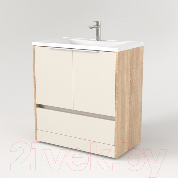 Изображение товара Тумба под умывальник Дабер 017 Andrea Elen 80 / Т17.8А.0.18Б (бежевый/дуб бардолино/ручка белая)
