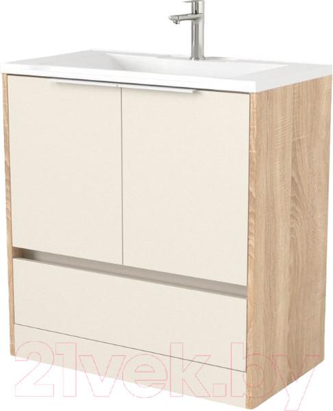 Изображение товара Тумба под умывальник Дабер 017 Andrea Elen 80 / Т17.8А.0.18Б (бежевый/дуб бардолино/ручка белая)