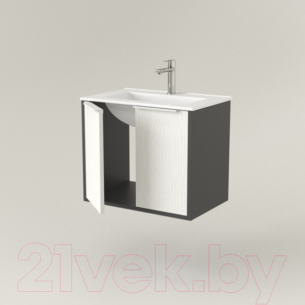 Изображение товара Тумба под умывальник Дабер 018 WeltWasser Deilbach 7517-60 / Т18.6W.0.20Б (белый древесный/серый/ручка белая)