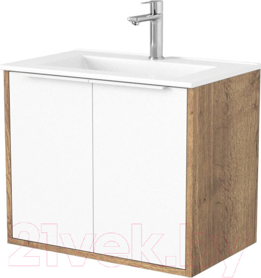 Изображение товара Тумба под умывальник Дабер 018 WeltWasser Deilbach 7517-60 / Т18.6W.0.21Б (дуб галифакс/белый/ручка белая)