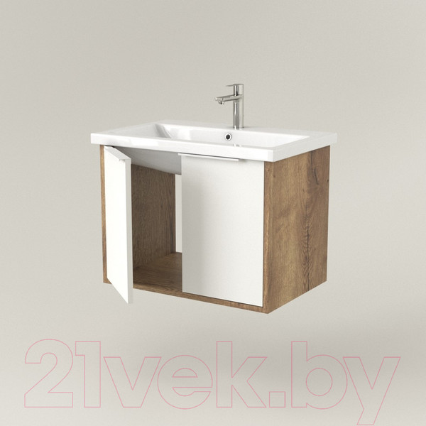 Изображение товара Тумба под умывальник Дабер 018 WeltWasser Deilbach 7517-60 / Т18.6W.0.21Б (дуб галифакс/белый/ручка белая)