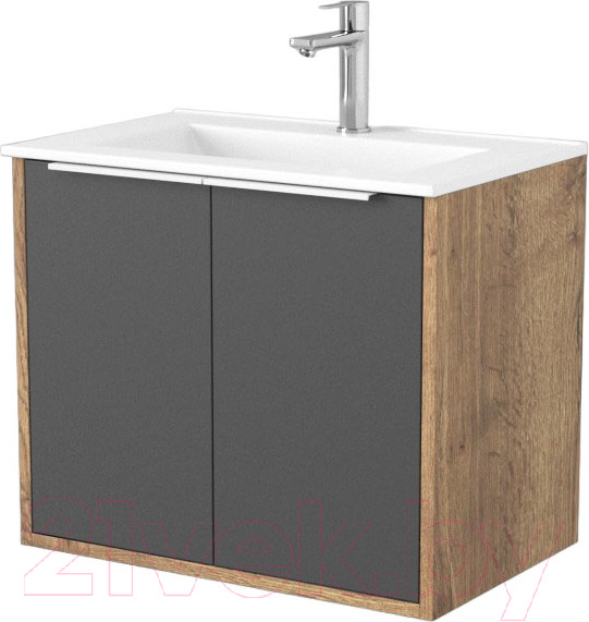Изображение товара Тумба под умывальник Дабер 018 WeltWasser Deilbach 7517-60 / Т18.6W.0.22Б (дуб галифакс/серый/ручка белая)
