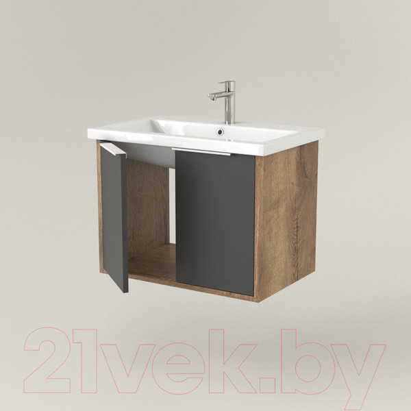 Изображение товара Тумба под умывальник Дабер 018 WeltWasser Deilbach 7517-60 / Т18.6W.0.22Б (дуб галифакс/серый/ручка белая)