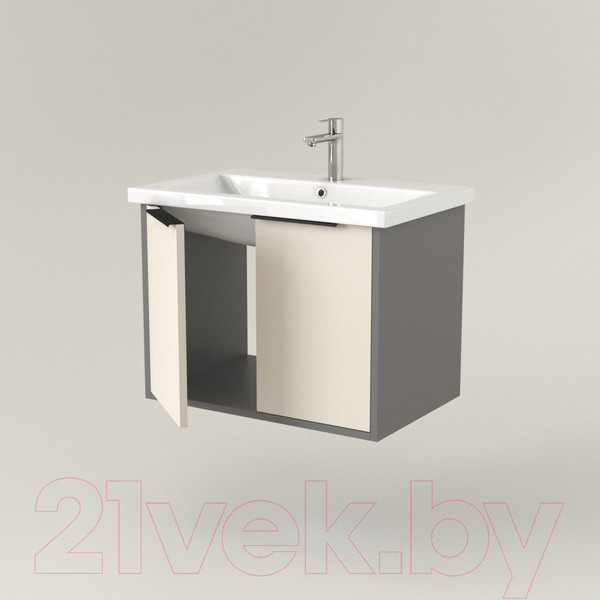 Изображение товара Тумба под умывальник Дабер 018 WeltWasser Deilbach 7517-60 / Т18.6W.0.19Ч (бежевый/серый/ручка черная)