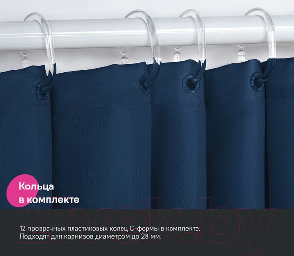 Изображение товара Шторка-занавеска для ванны IDDIS BS04P18i11 (синий)