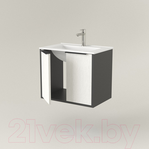 Изображение товара Тумба под умывальник Дабер 018 WeltWasser Deilbach 7517-60 / Т18.6W.0.20Ч (белый древесный/серый/ручка черная)