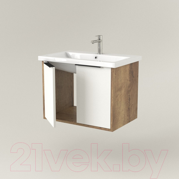 Изображение товара Тумба под умывальник Дабер 018 WeltWasser Deilbach 7517-60 / Т18.6W.0.21Ч (дуб галифакс/белый/ручка черная)