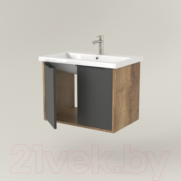 Изображение товара Тумба под умывальник Дабер 018 WeltWasser Deilbach 7517-60 / Т18.6W.0.22Ч (дуб галифакс/серый/ручка черная)